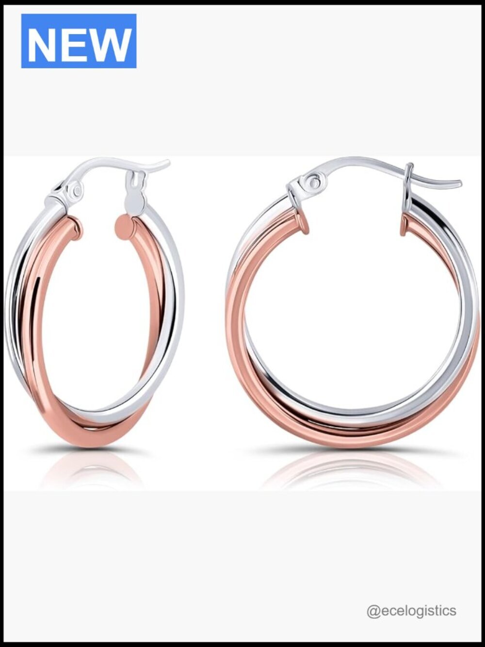 925 Sterling Silver Intertwined Double Hoop Earrings Hypoallergenic Click-Top